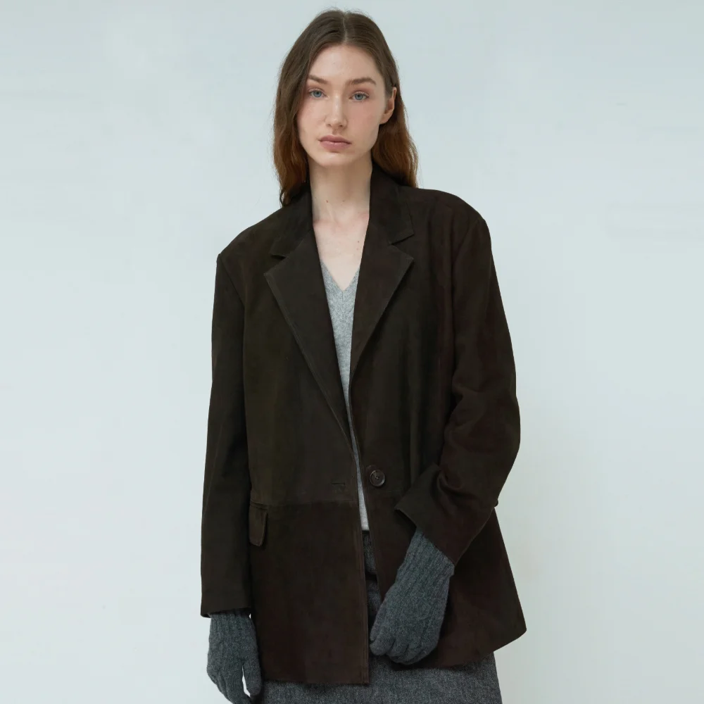 Suede Blazer_Deep brown