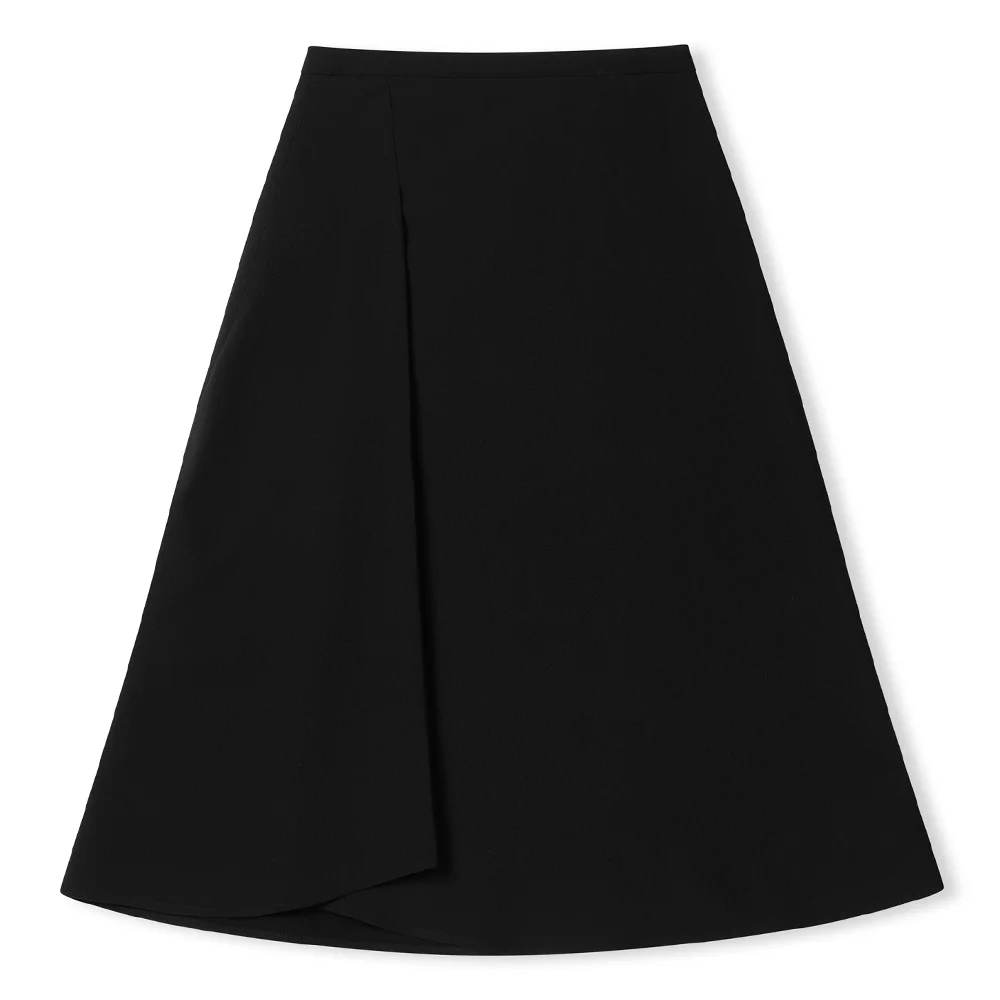 layered flare skirt_black