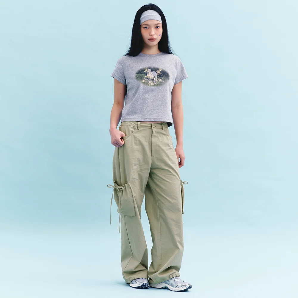 STRAP CARGO PANTS (KHAKI BEIGE)