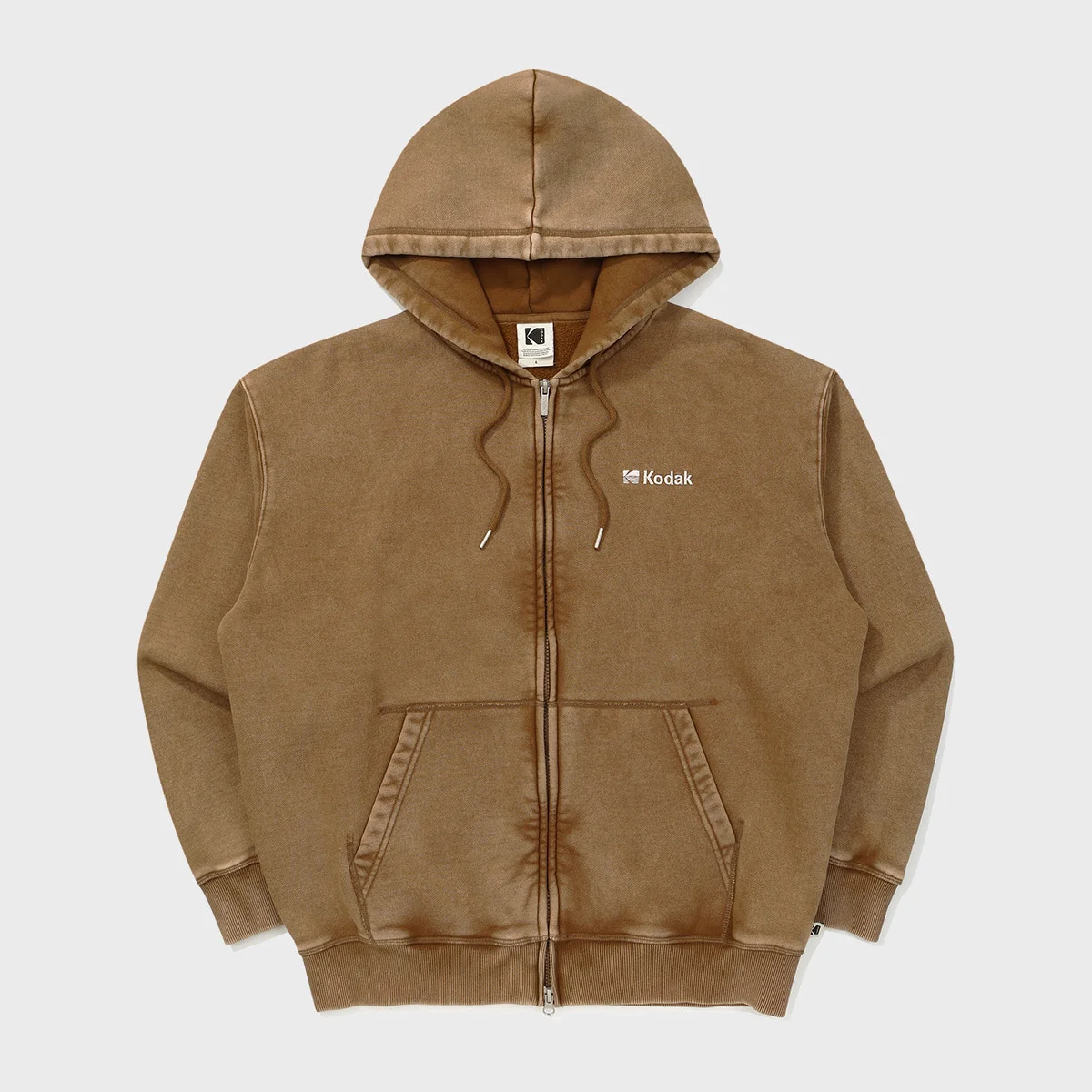 Flash 雪花 水洗 加絨 連帽拉鍊外套 BROWN