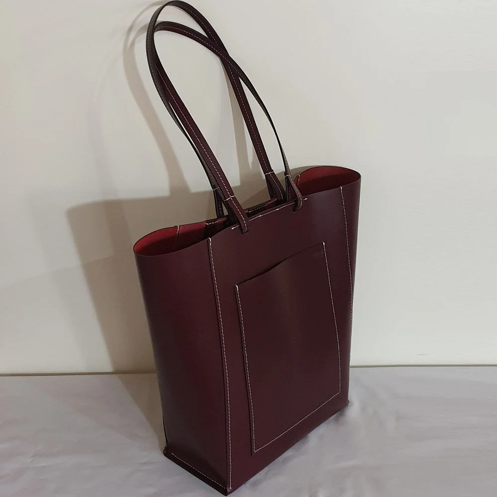 Leather Shopper Bag /Burgundy