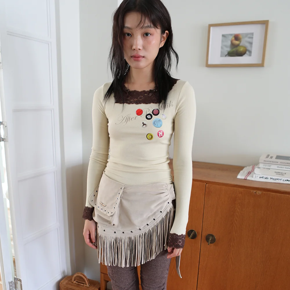WIDE LACE SQUARE NECK TOP SAND YELLOW