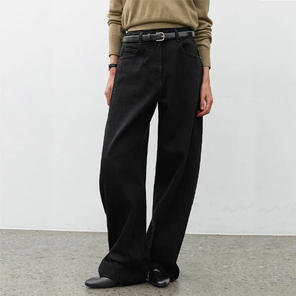 HIGH WAIST CURVED DENIM PANTS(PT-5692)