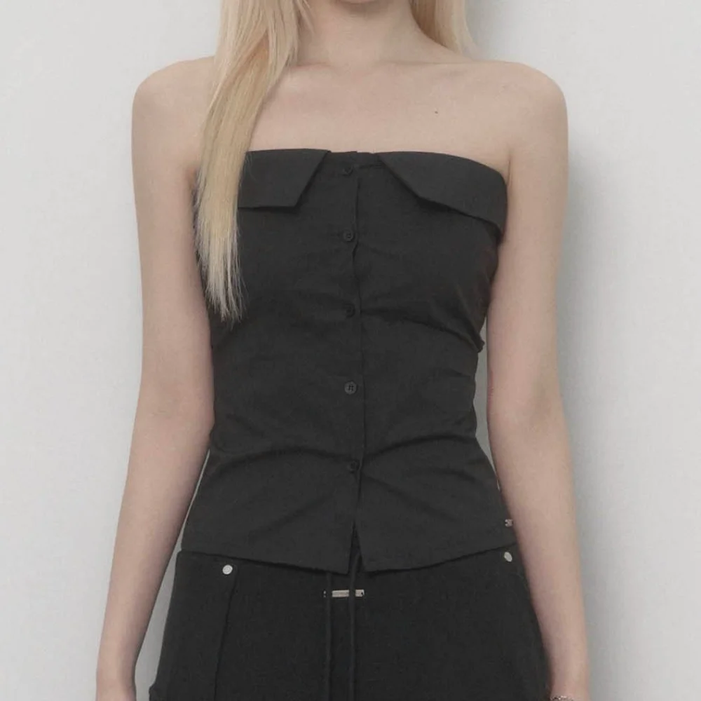 Tie Shirt Tube Top (Black)
