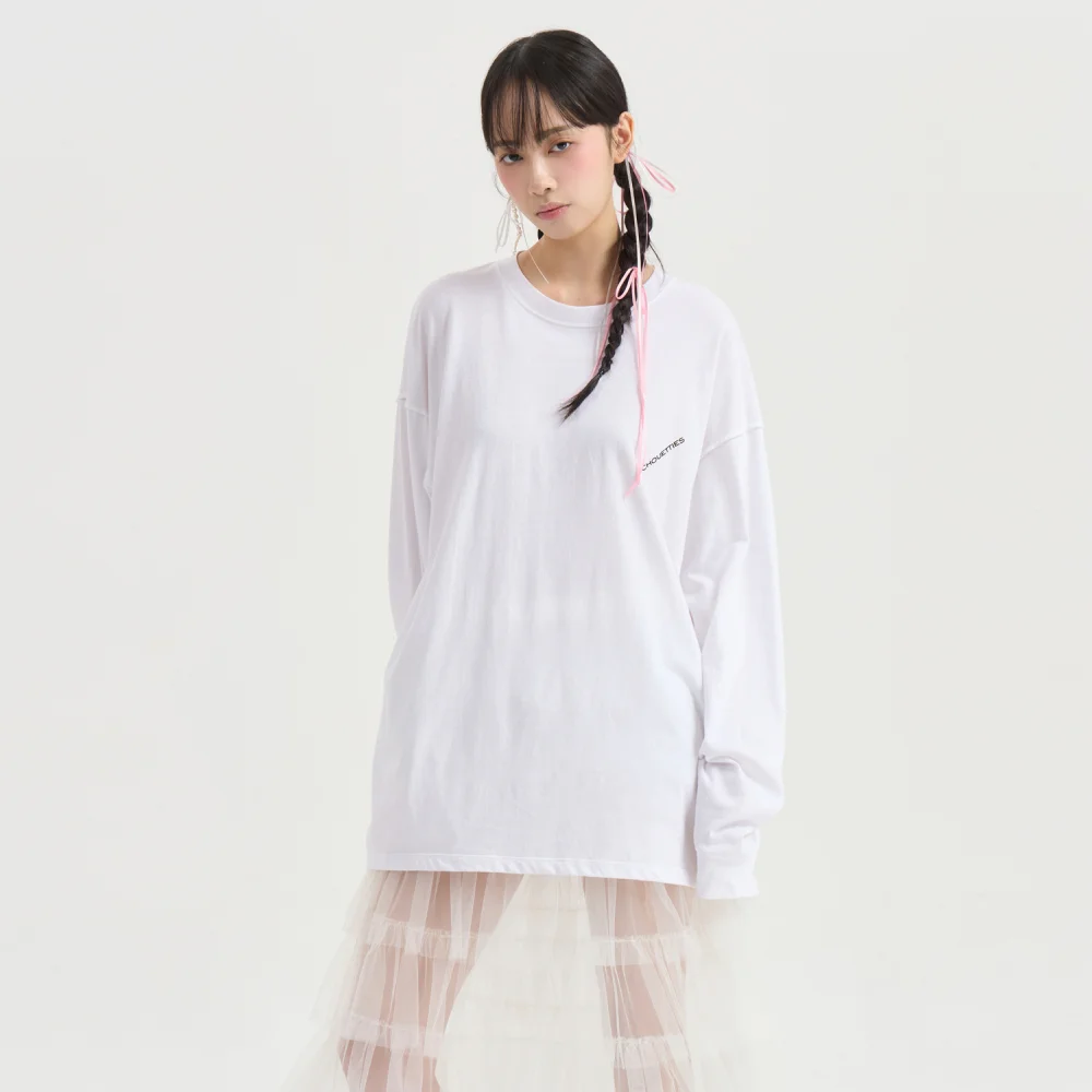 Chouetties by LUCKY CHOUETTE_Loose Fit Long T-shirt (white)_LATAX25460WHX