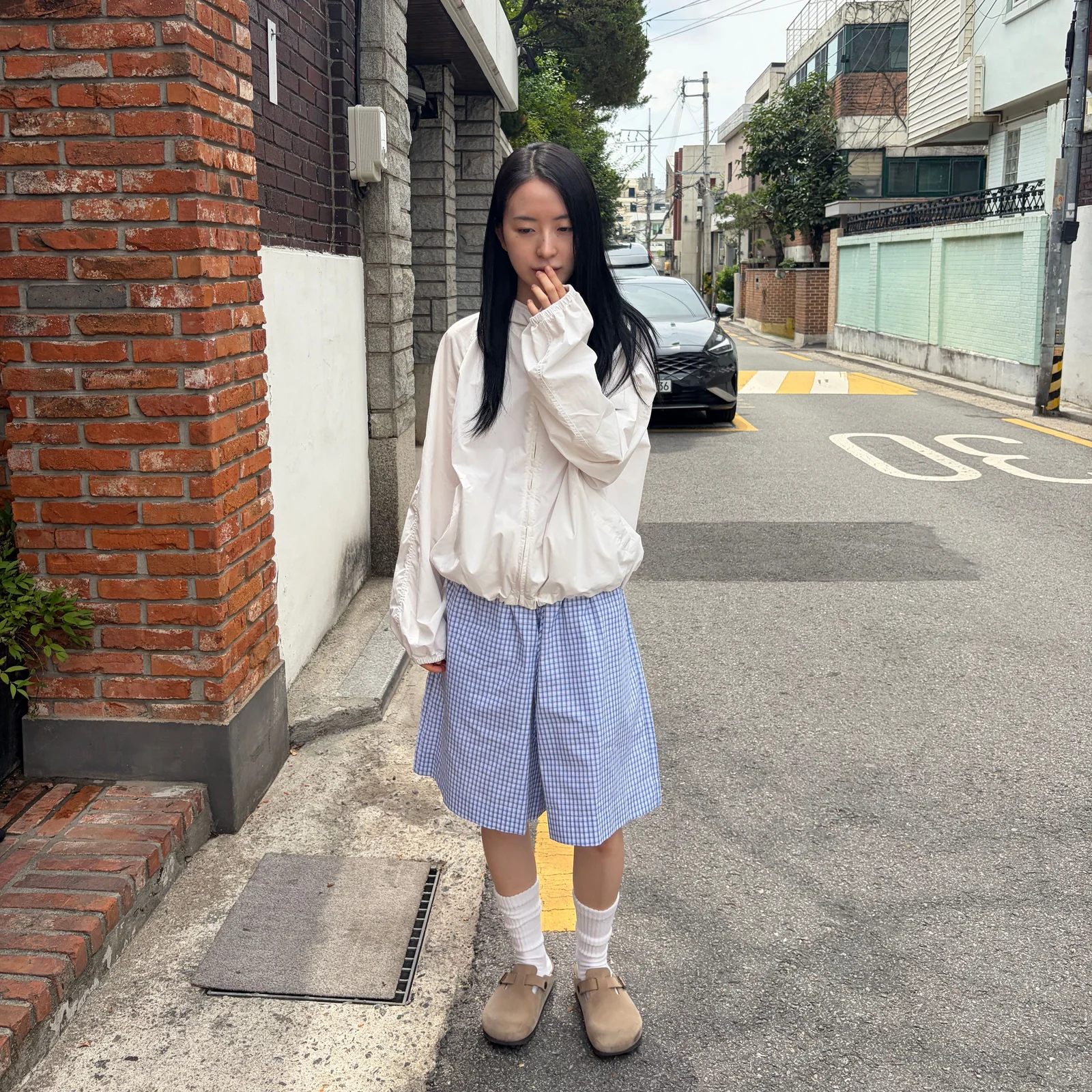 Pajama Bermuda Pants / Blue Check 睡褲