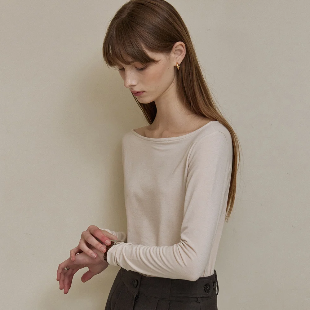 Daily boat neck tee - beige