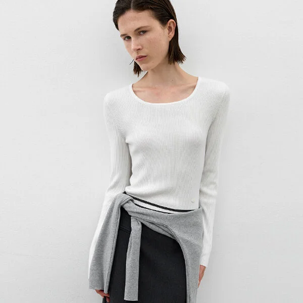ESSENTIAL SQUARE NECK RIBBED KNIT(T-7129)