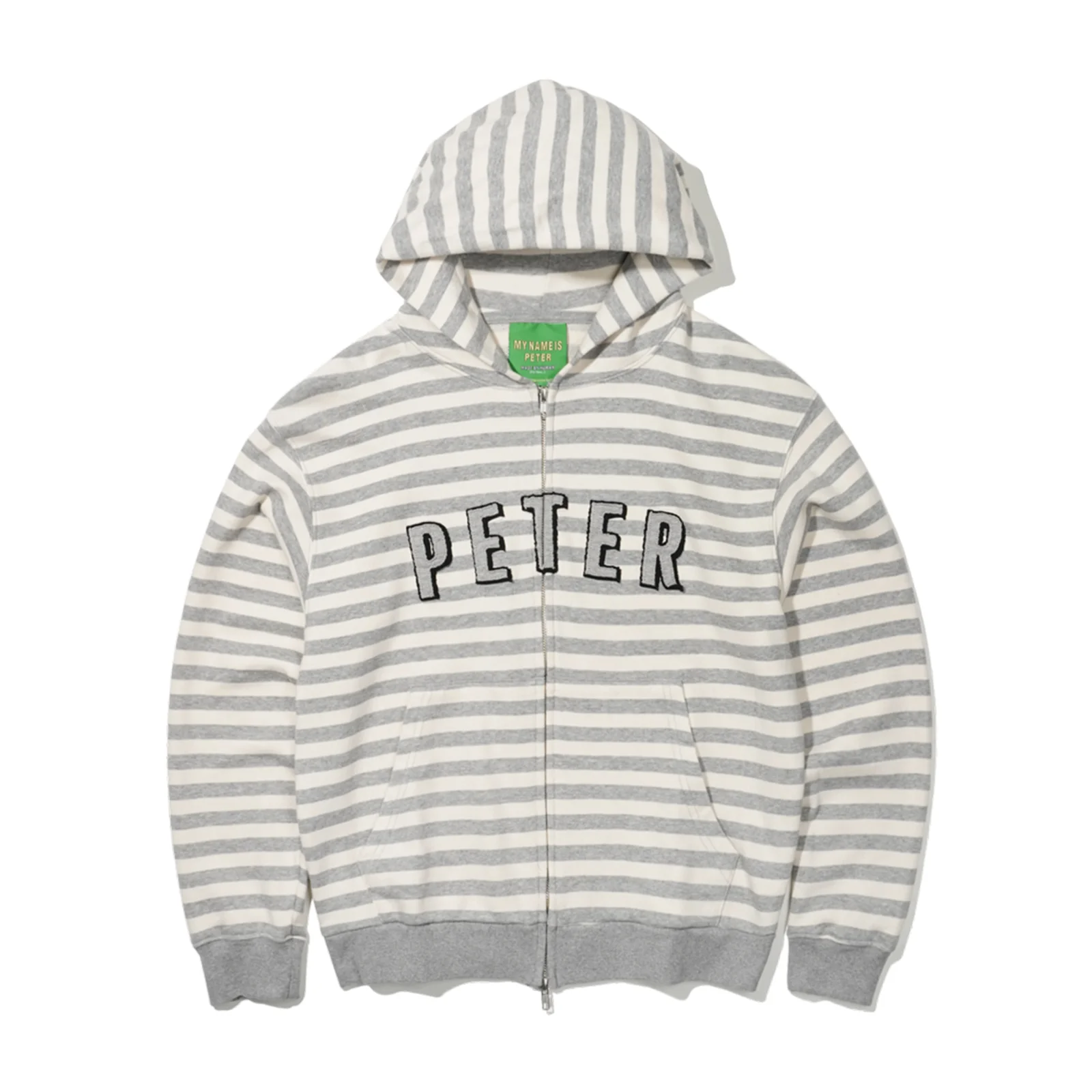 PETER APPLIQUE STRIPE ZIP HOODIE - IVORY
