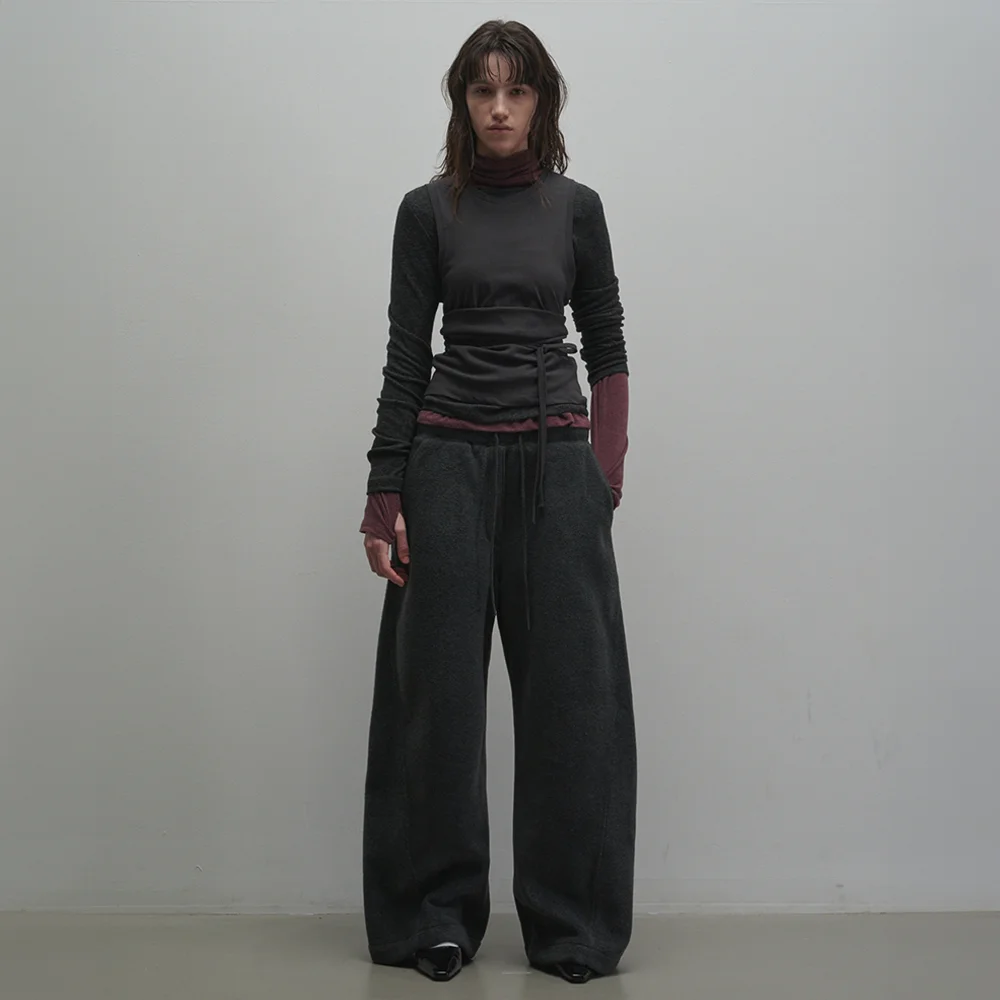 Curved Fleece Trousers (charcoal)