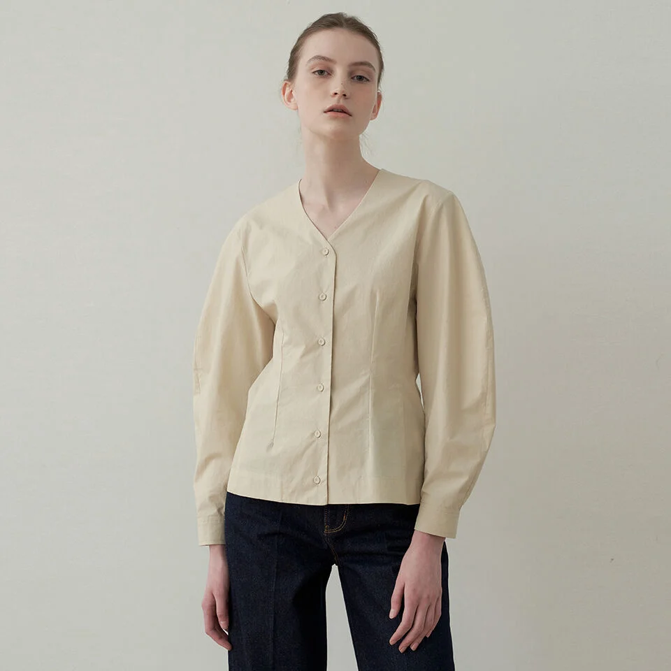 cotton silhouette blouse (light beige)