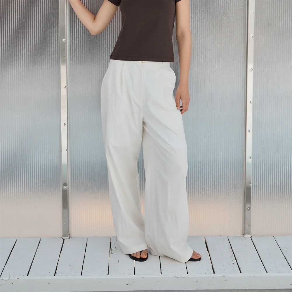 Summer Wide Nylon Pants _Ivory