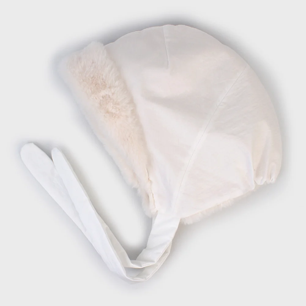 Poly Fur White Bonnet Hat Bonnet Hat