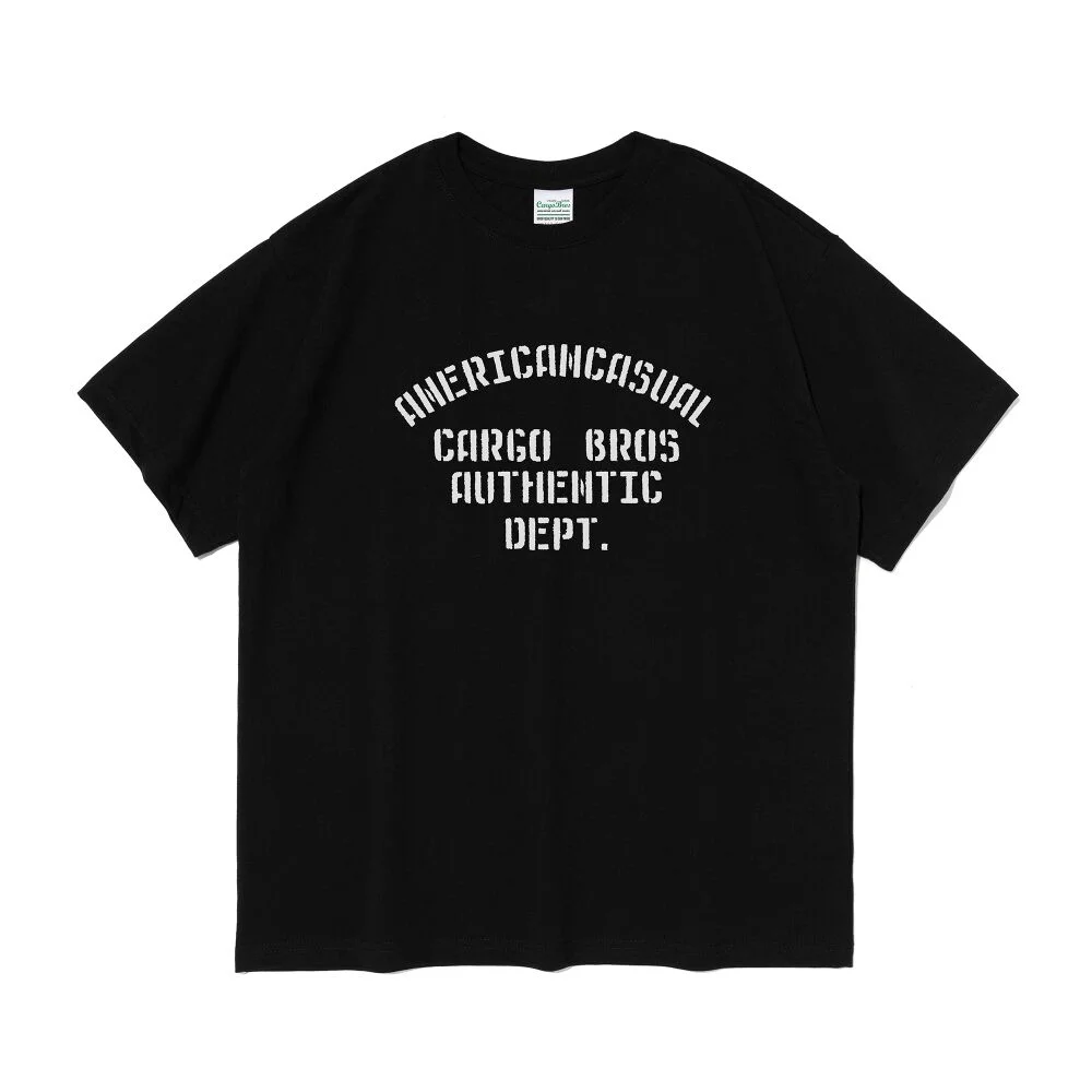 (BIG SIZE) AUTHENTIC LETTERING OVERFIT SHORT SLEEVE T-SHIRT (BLACK)