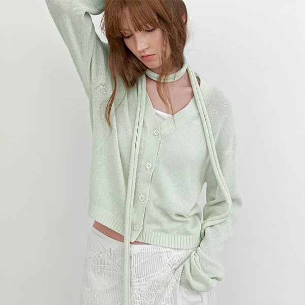 NATURAL BOUCLE TOP&CARDIGAN KNIT SET S (CD-2255)
