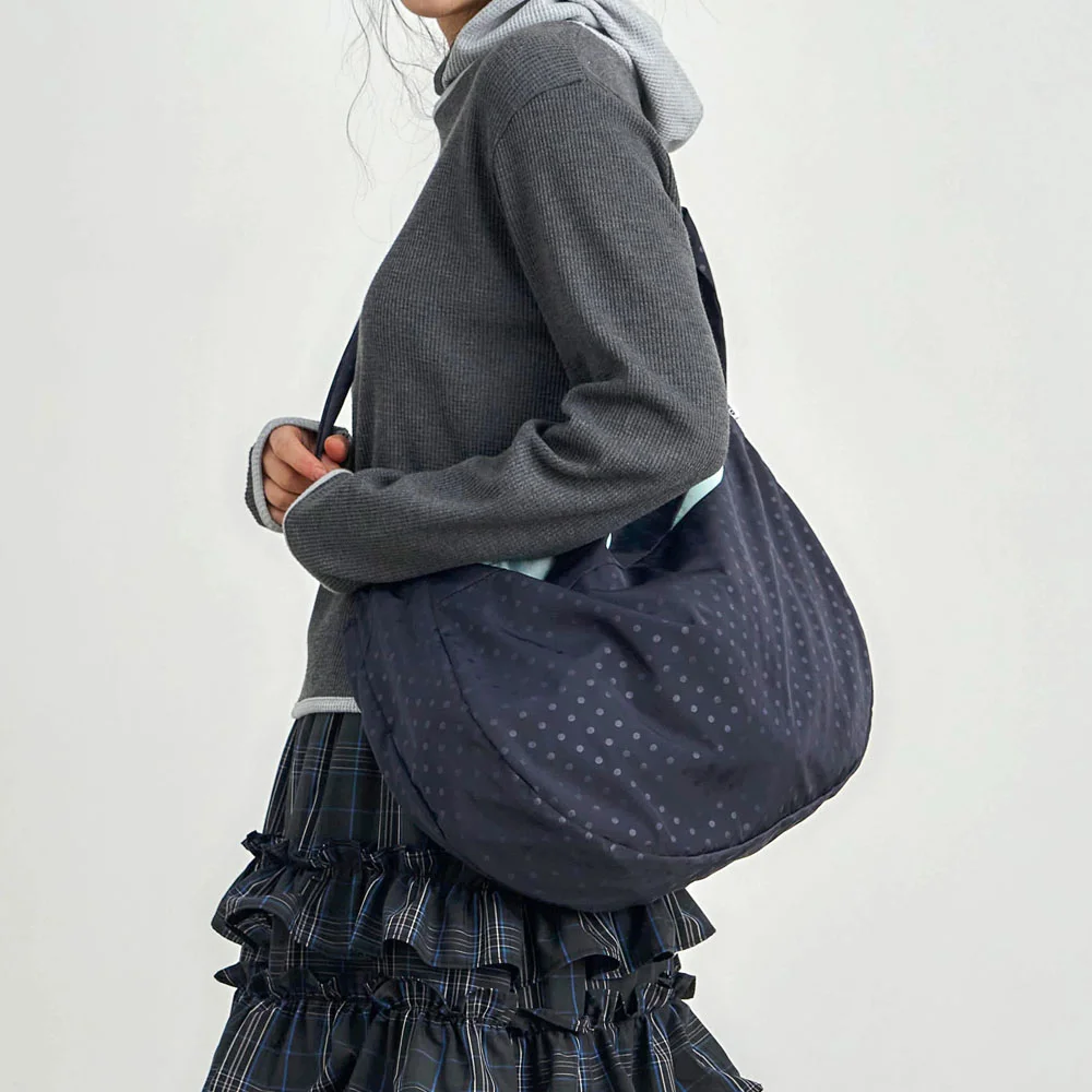 ke904-Dot Hobo Bag Navy