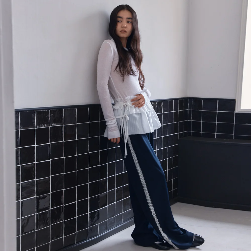 Lace Track Pants (Deep Navy)
