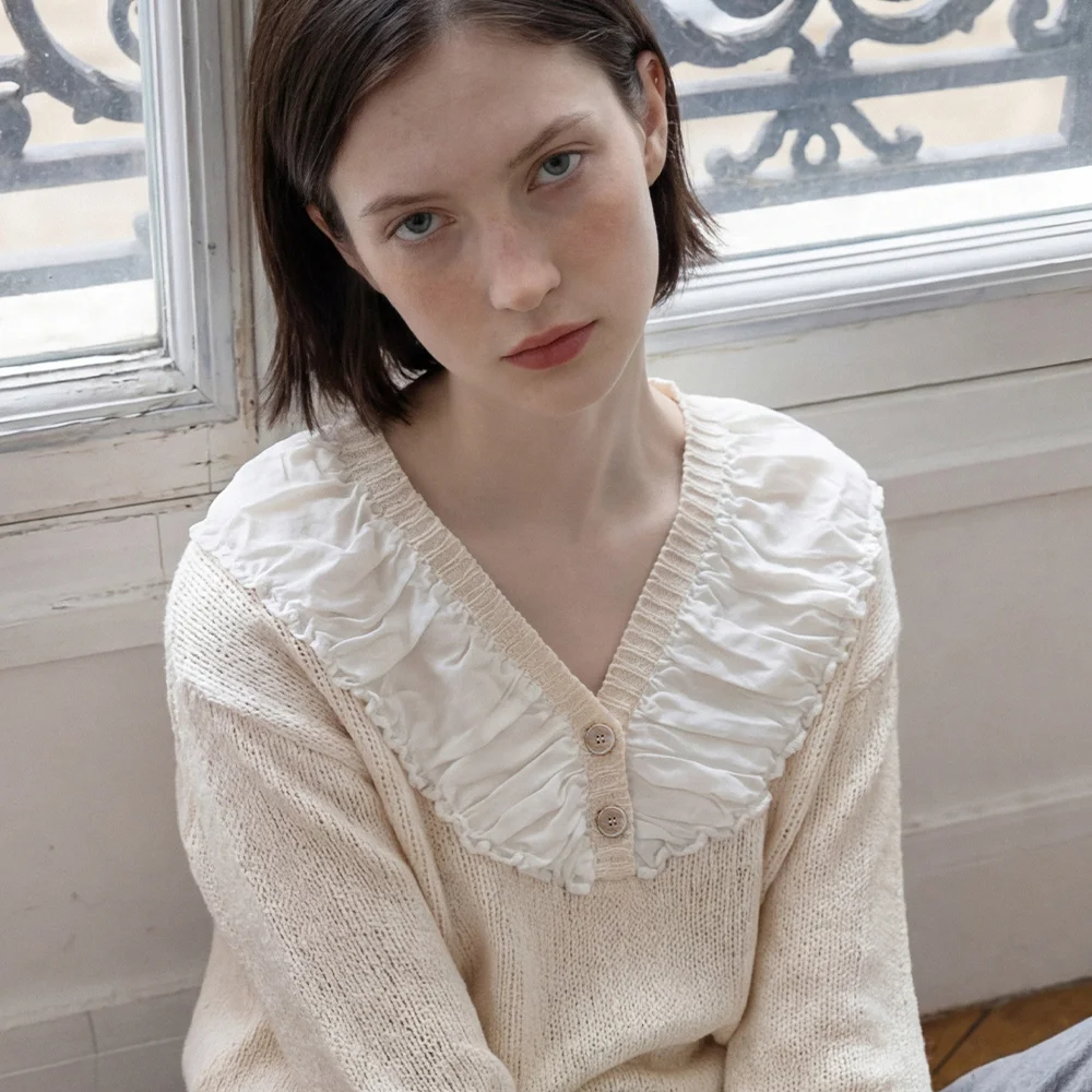 Chiffon Shirring Knit (Cream)