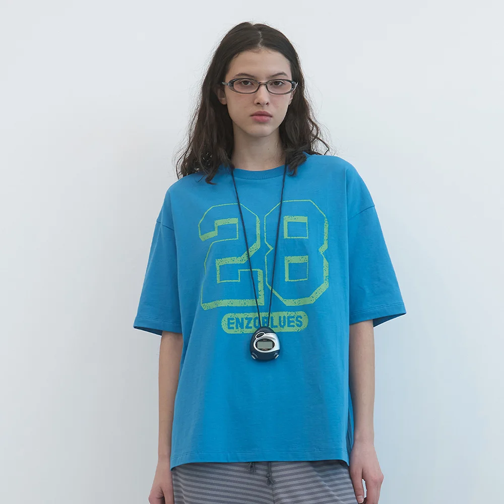 28 色塊 方正 T恤 (Cobalt Blue)
