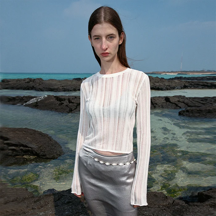 SCRATCH SEE-THROUGH SUMMER KNIT - WHITE
