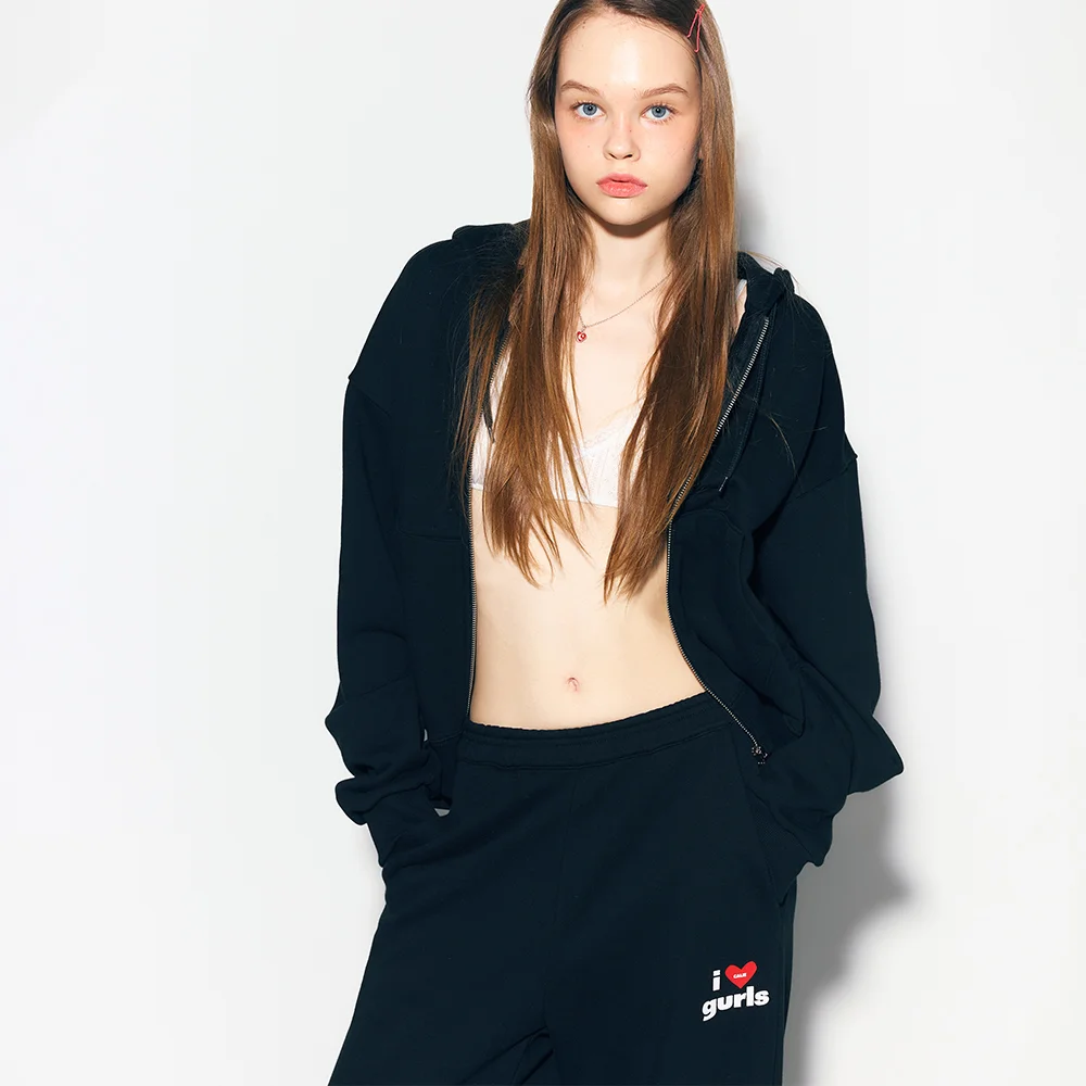 GURLS LOGO SWEAT PANTS BLACK
