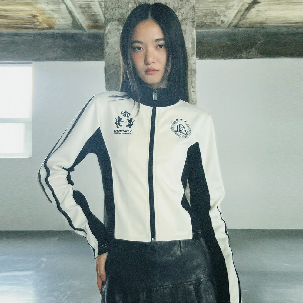 SIDE COLORING SEMI CROP JERSEY JACKET IVORY