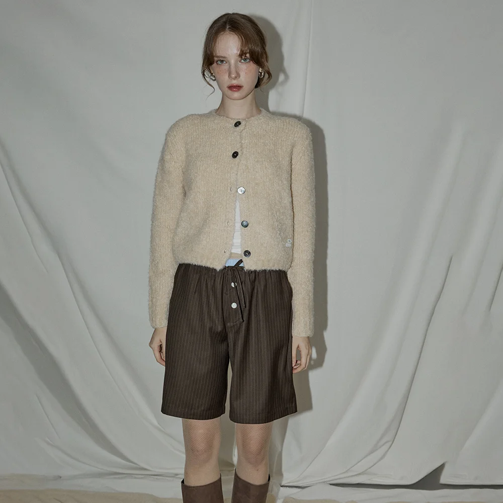 Layered bermuda pants_brown