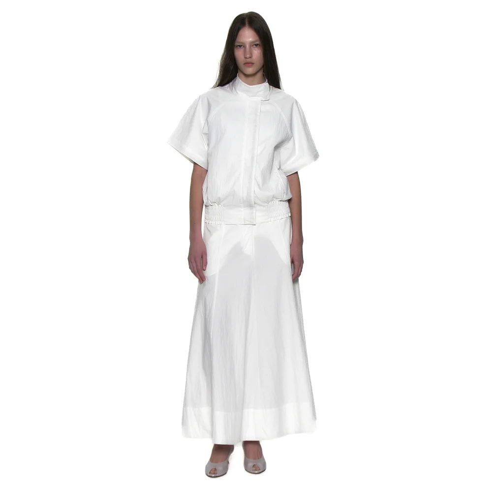 POCKET POINTED FLARE MAXI SKIRT_WHITE