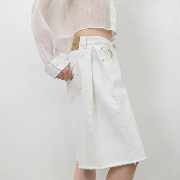 TUCK BERMUDA WHITE DENIM PANTS (PT-5790)