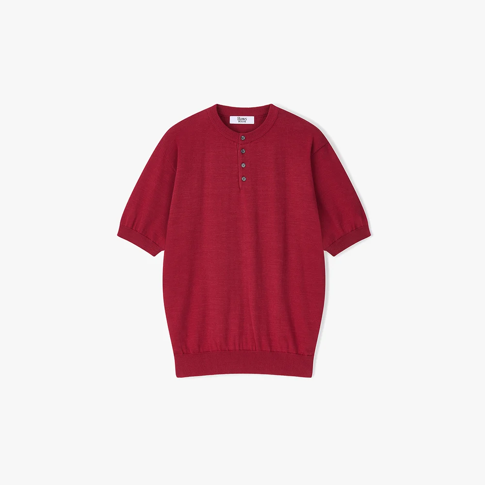 Henleyneck Cotton Knit RED