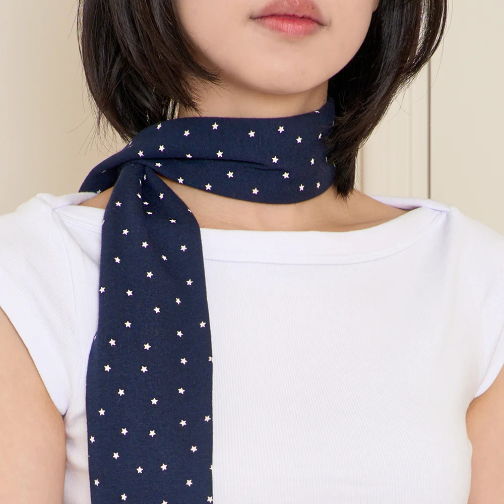 mini star cotton scarf - navy