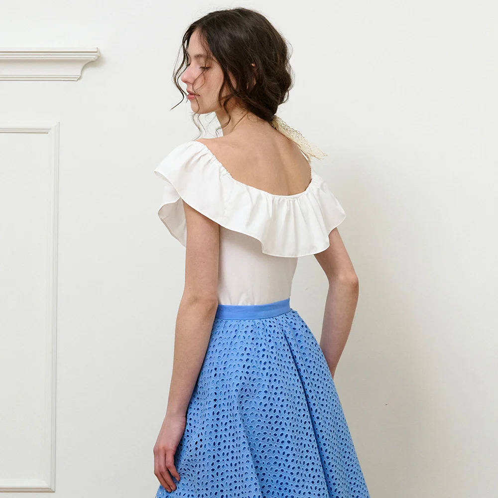 Two-way ruffle sleeveless top_White
