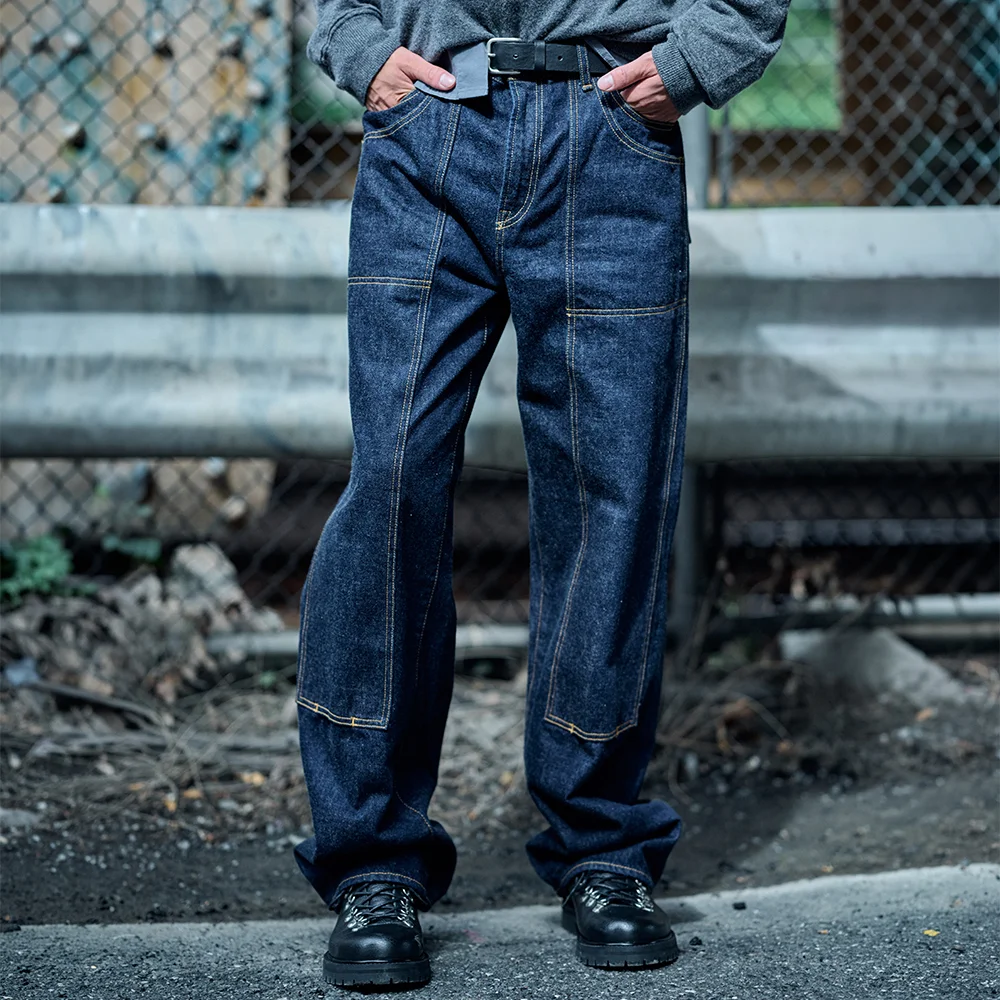 DOUBLE KNEE STRAIGHT DENIM_INDIGO