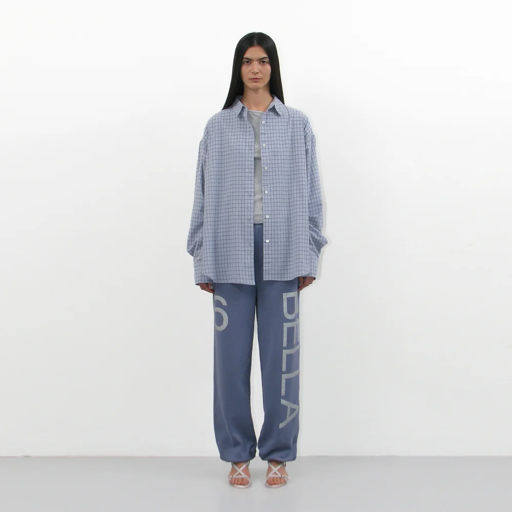 BELLA 76 PRINTED SWEATPANTS_DUSTY BLUE