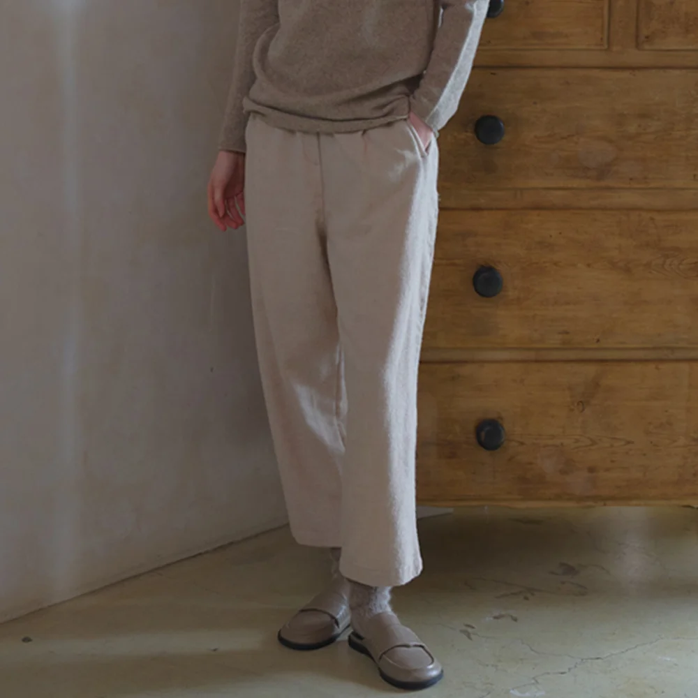 side button wool pants