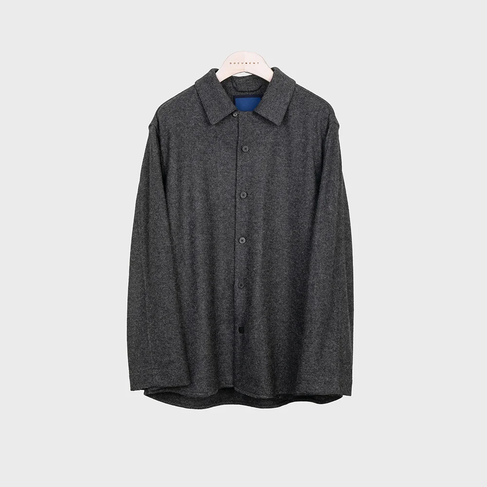 HEAVY WOOL JERSEY OVERSIZED SHIRT_CHARCOAL