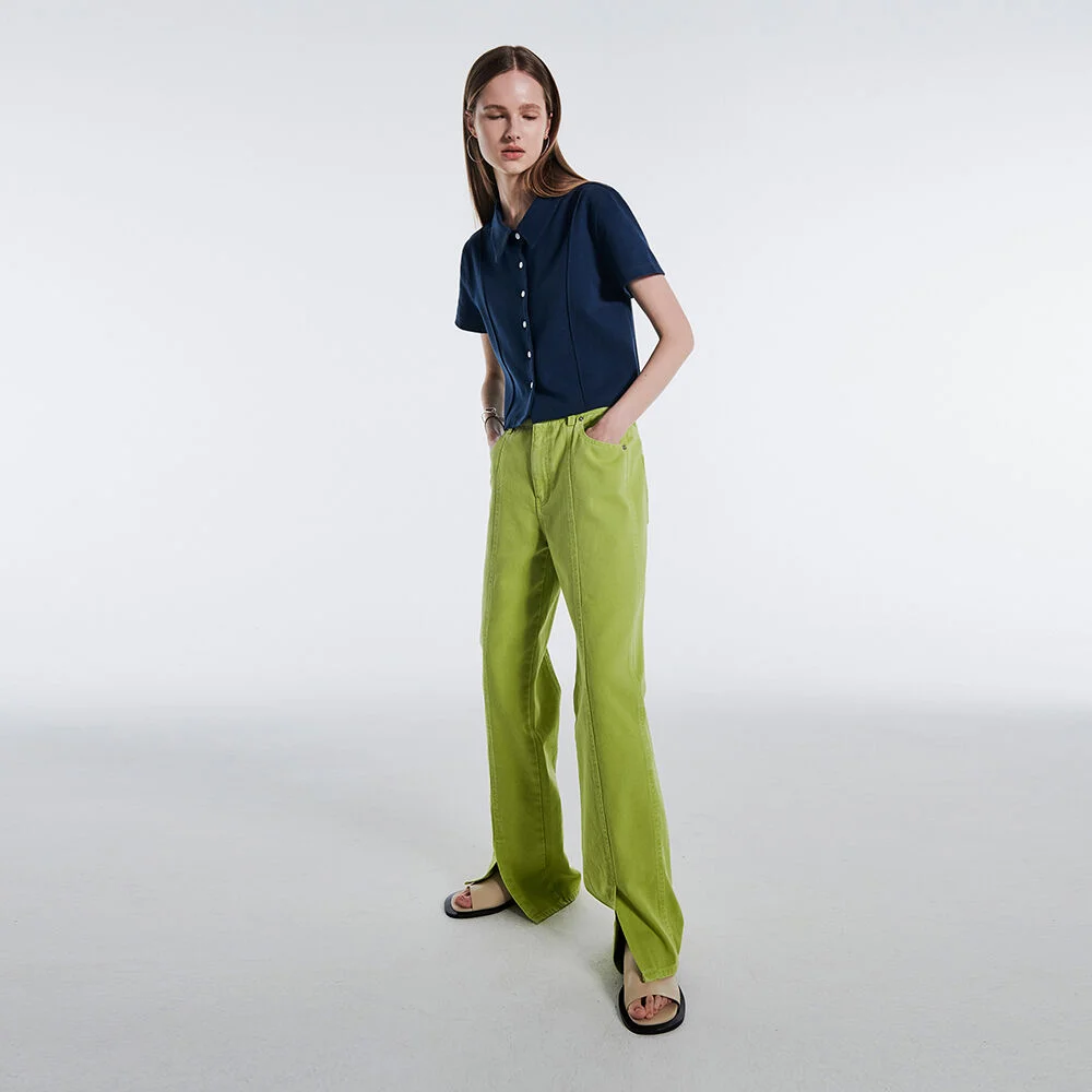 SLIT SLIM STRAIGHT JEANS KS