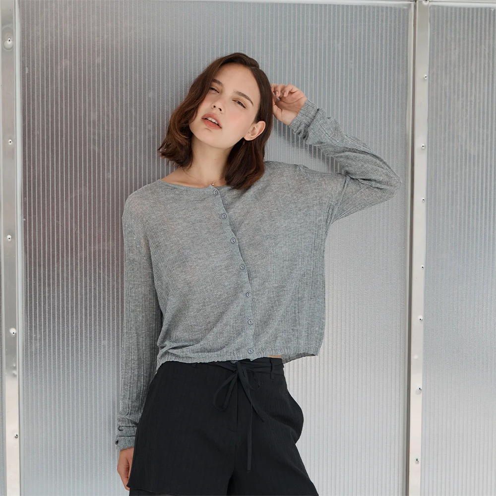 Basic Round Linen Cardigan _5colors