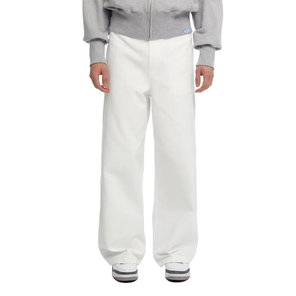MEN CLASSIC WIDE - FIT DRAWSTRING PANTS - WHITE
