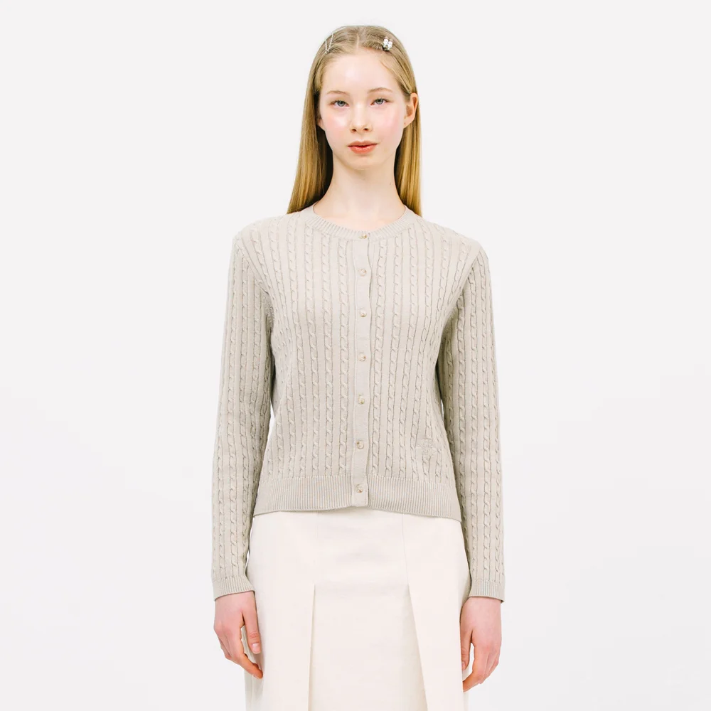 JK slim cable knit cardigan_gray beige