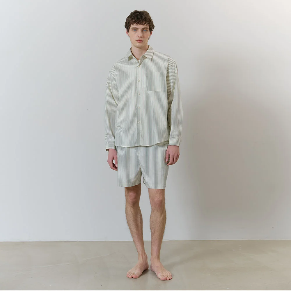 STRIPE PAJAMA SET_Green Ivory (man)