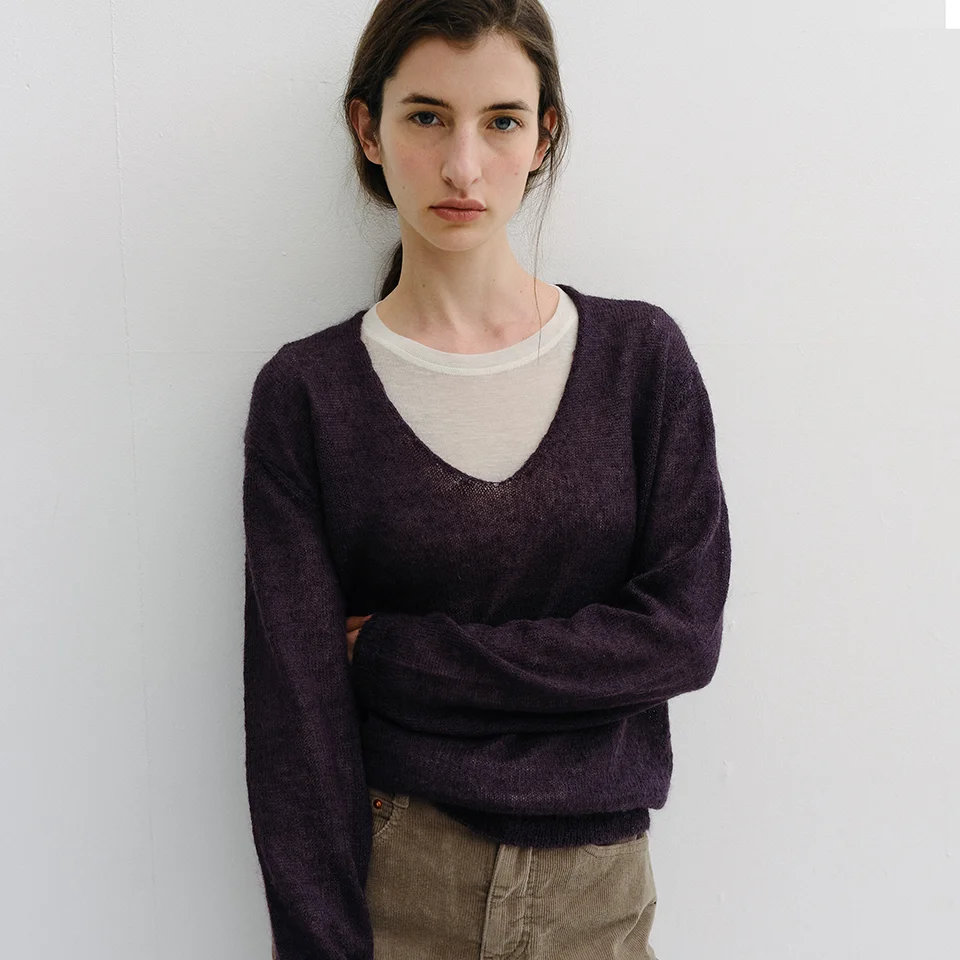 royal kid mohair v-neck pullover (purple)