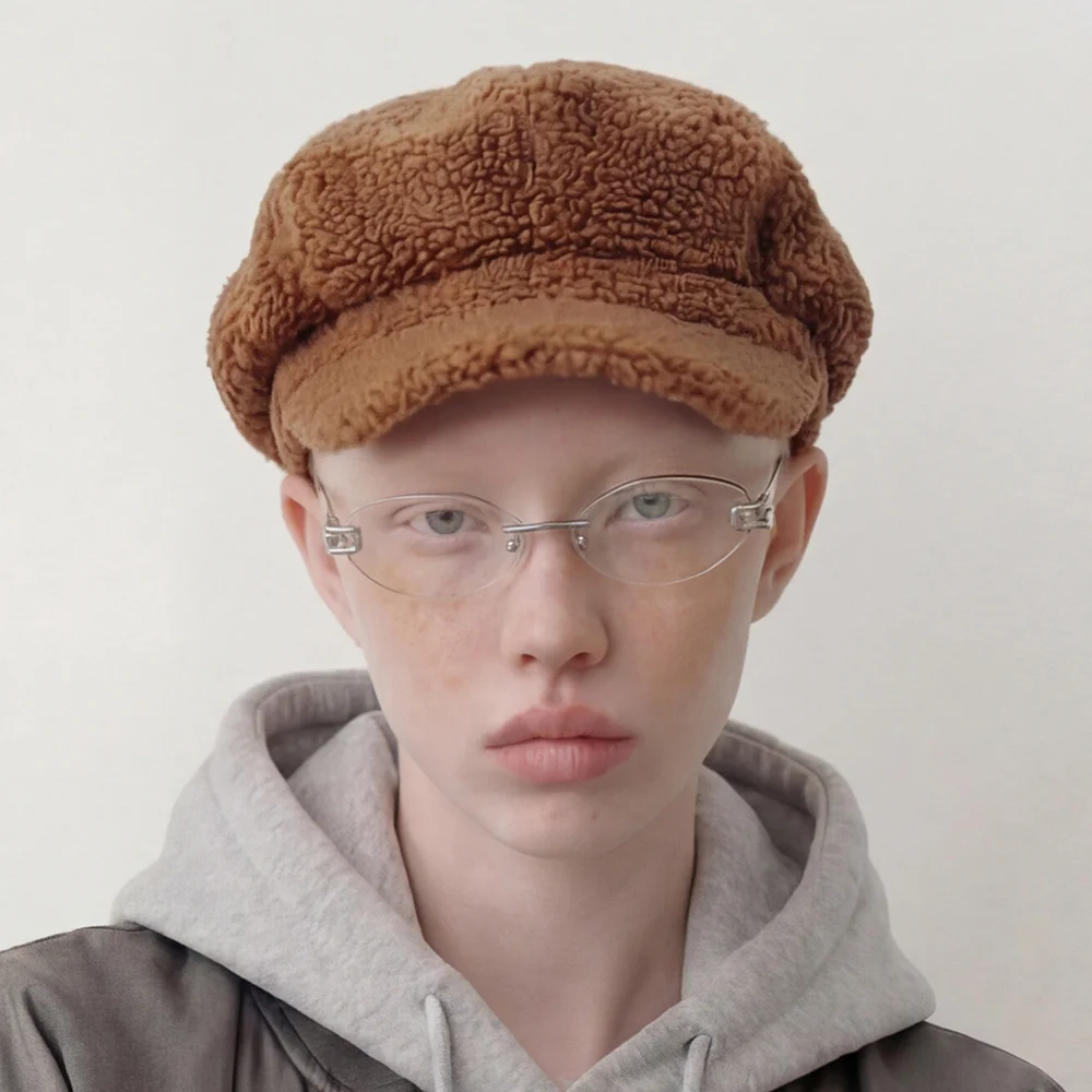 貴賓犬 毛絨 冬季 經典 復古 女裝 報童帽 獵人帽 CASTRO BERET / POODLE / CARAMEL