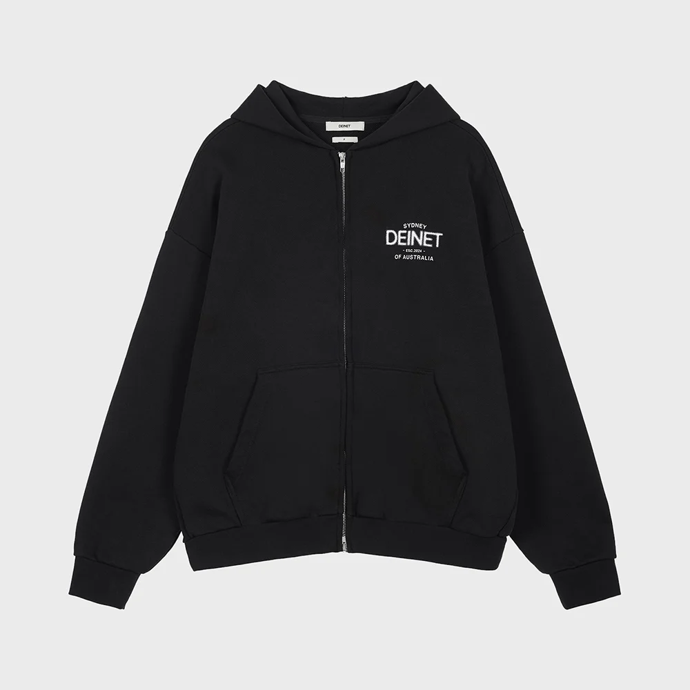 LOST IN SYDNEY ZIP-UP HOODIE IN BLACK