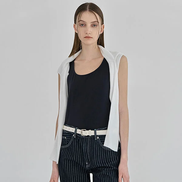 MINIMAL SLIM SLEEVELESS TEE(T-6666)