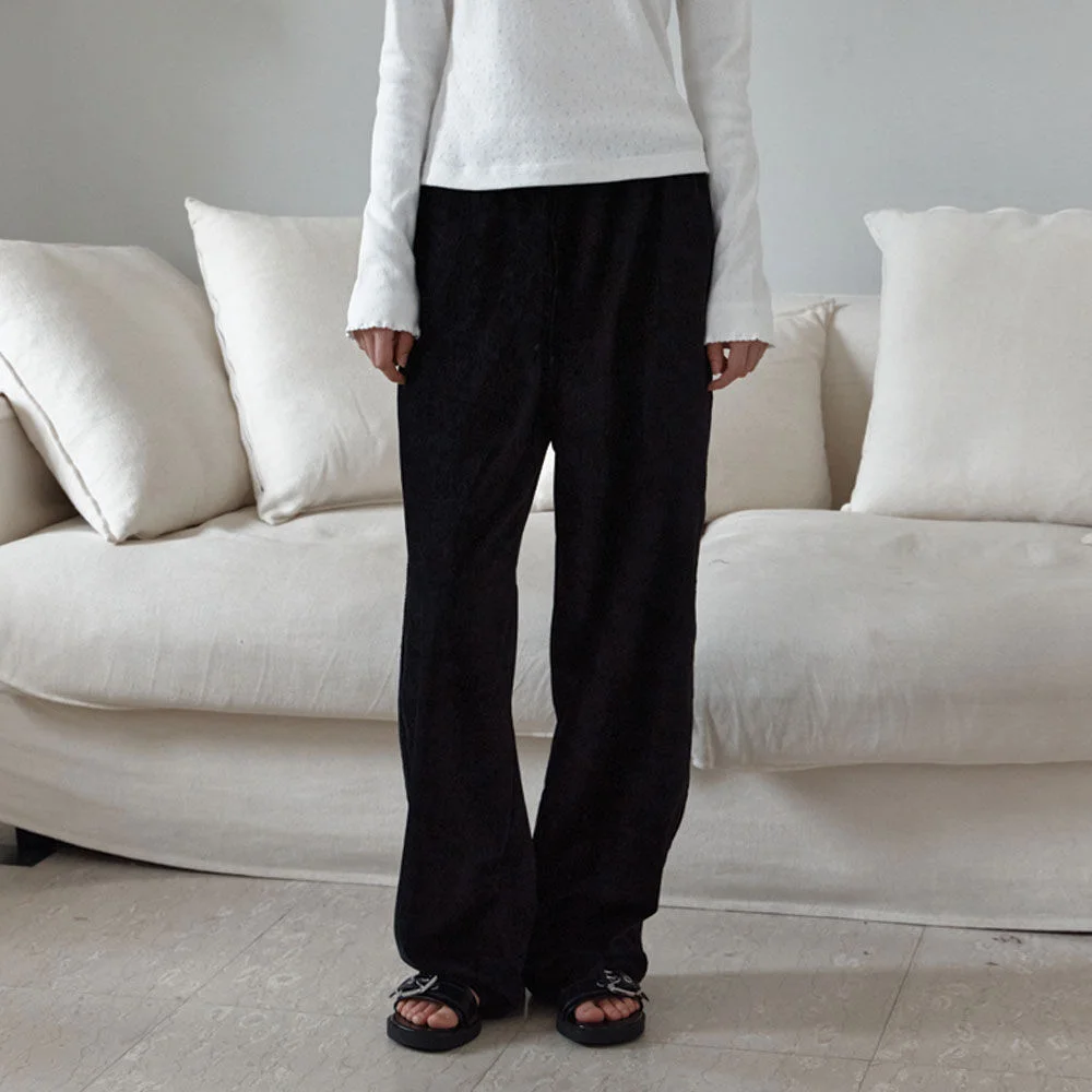 Velvet Side Line Track Pants (Black)