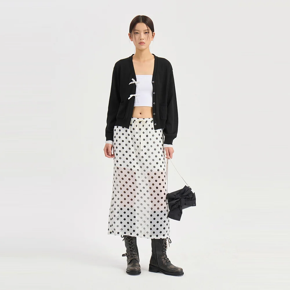 Ribbon Point Knit Cardigan (black) LFWCM26400BKX