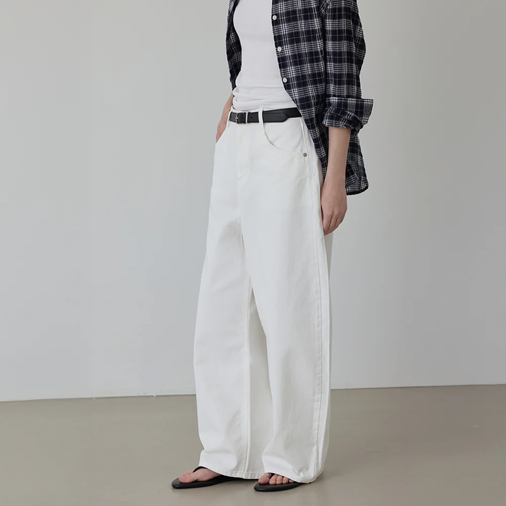 Summer Cropped Curved Silhouette Denim Pants_White_3colors