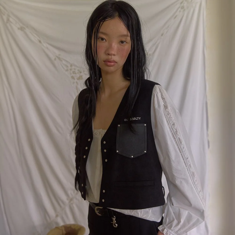 Suede love vest / Black