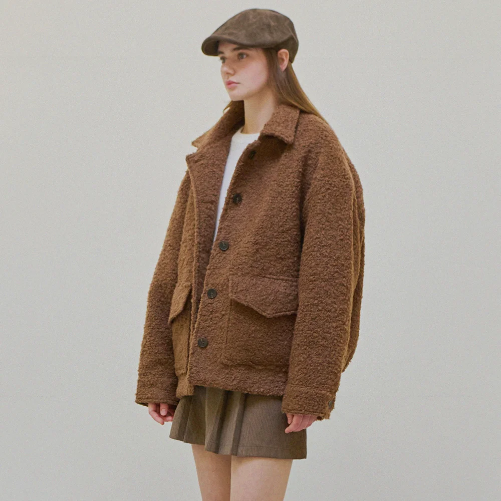 Soft breeze boucle coat - Brown